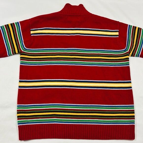 Ralph Lauren Striped Multi Colored Quarter Zip Turtle Neck Sweater - Picture 9 of 10